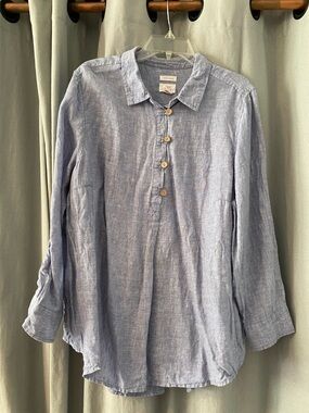 Sigrid Olsen Light Blue Linen Button-Front Tunic, Women’s Size 1X